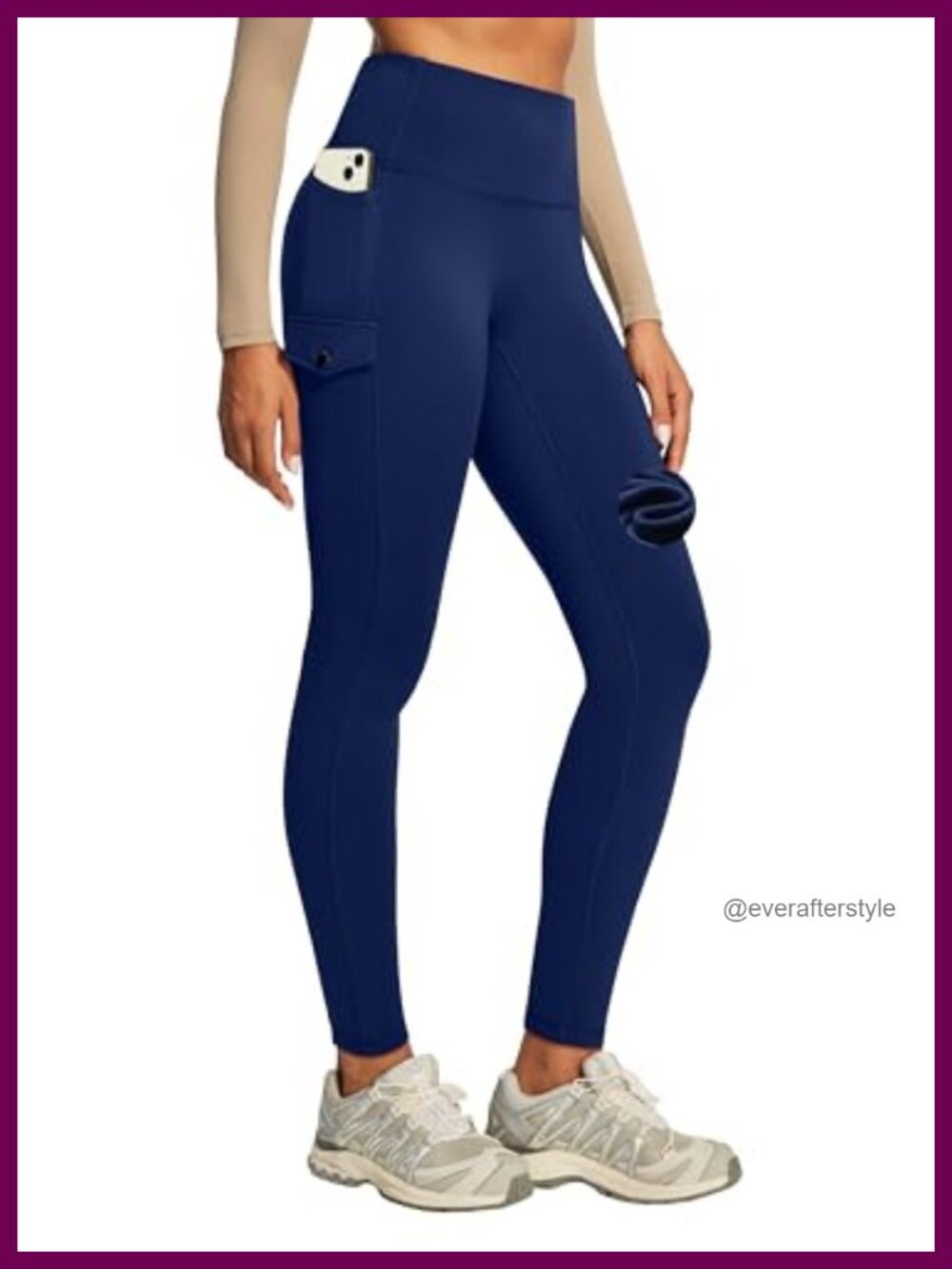 Fleece Lined Cargo Leggings with Pockets Water Resistant Thermal Hiking Pants